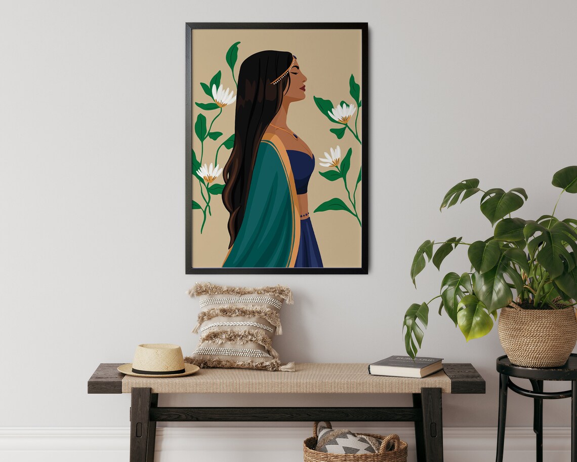 Indian Art, Brown Girl Tamil Wall Art Print - Image 4