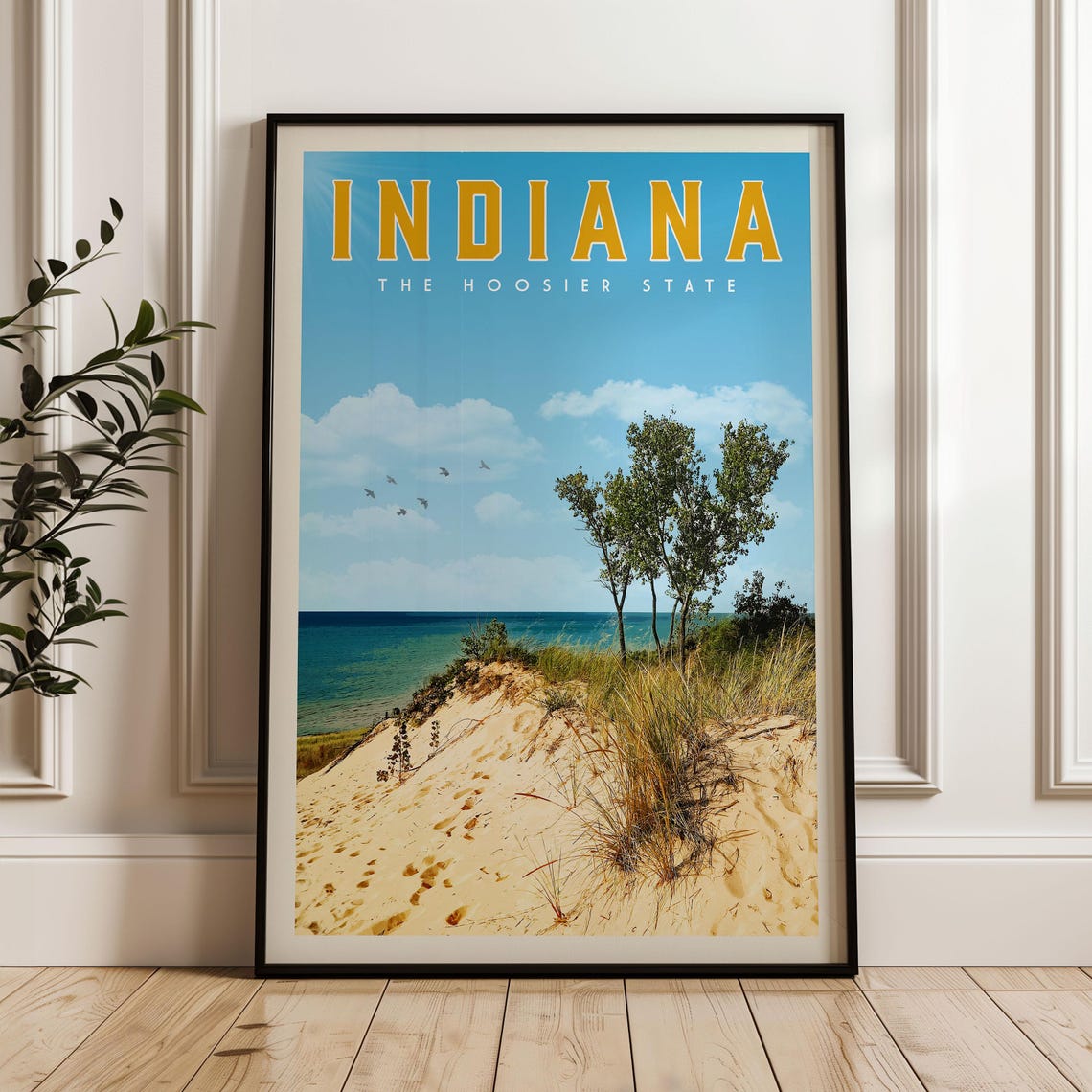 Indiana The Hoosier State Sandy Lake Michigan Dunes Travel Poster