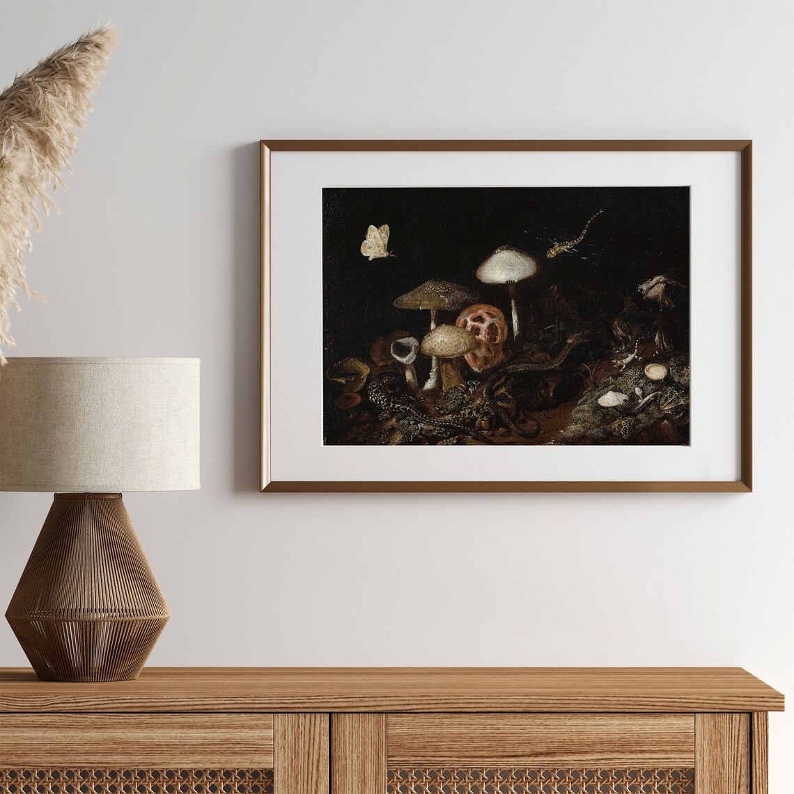 Dark Moody Forest Moth Snake Mushroom Art Print - Image 2