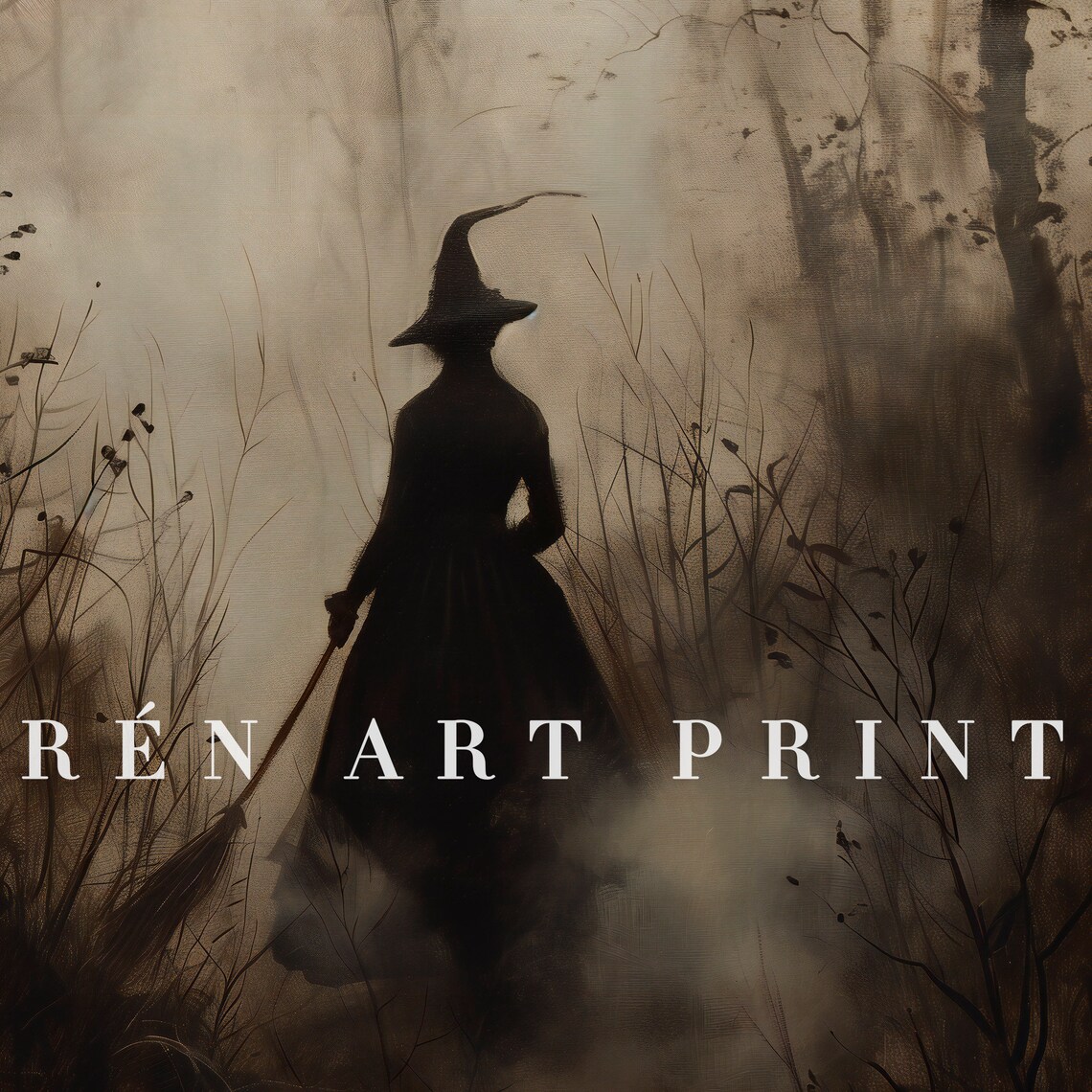 Moody Witch Painting, Whimsigoth Halloween Art Print - Image 3