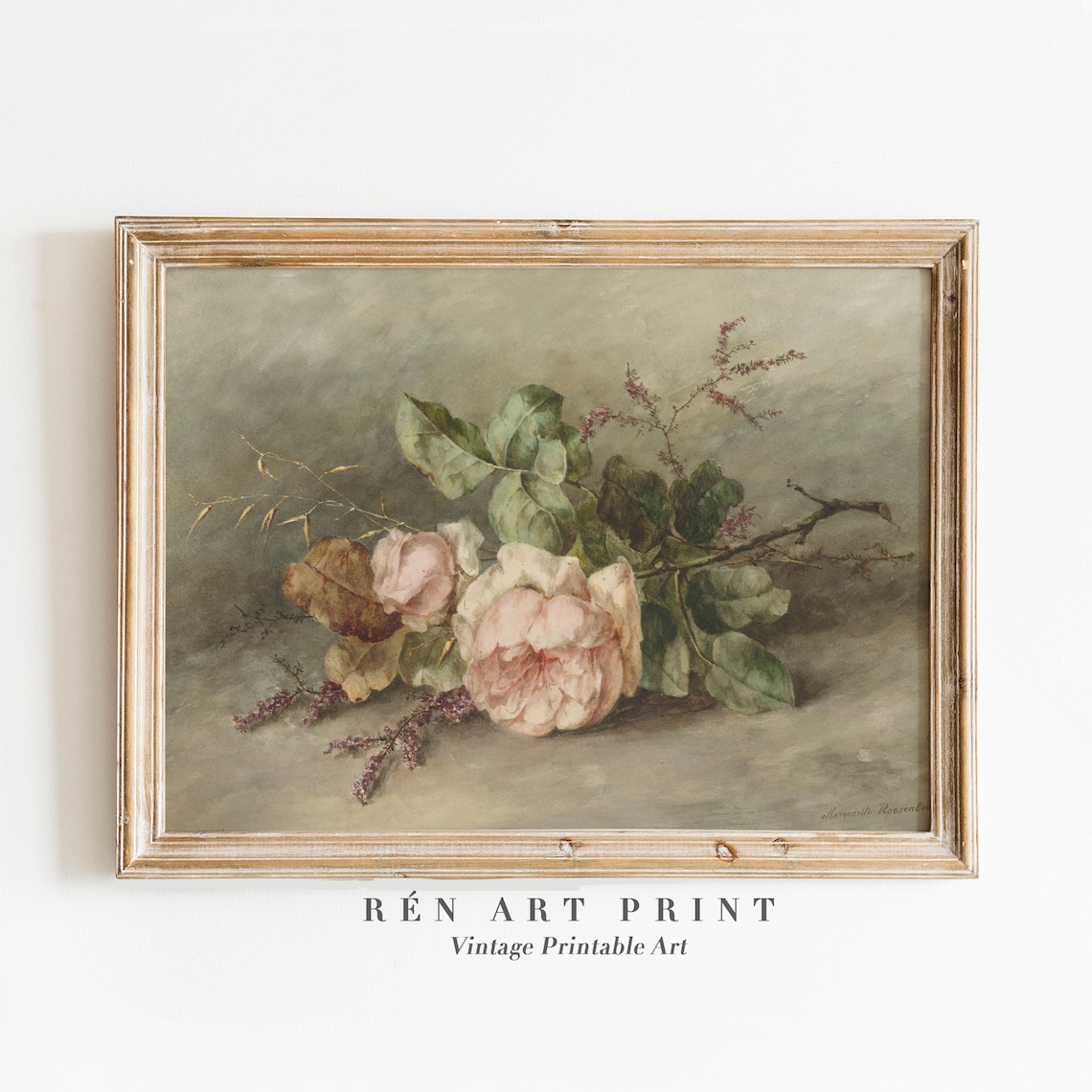 Antique Floral Botanical Art Print, Farmhouse Decor