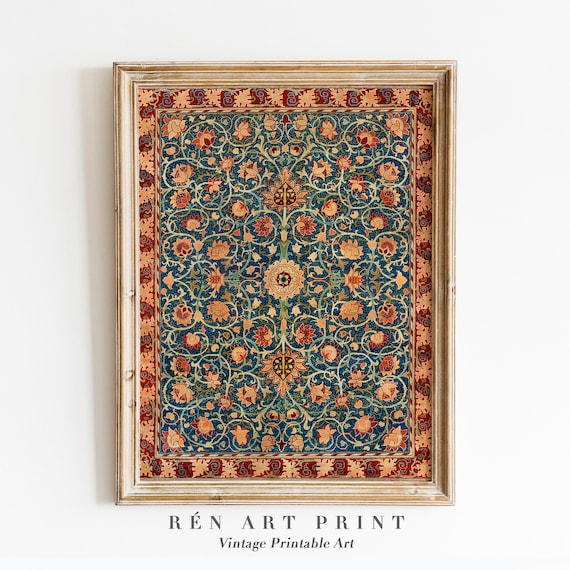 Vintage Textile Tapestry Print, Modern Farmhouse