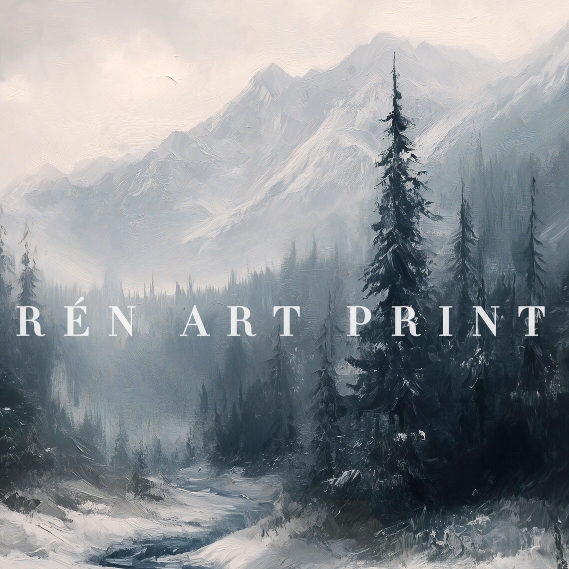 Winter Rustic Landscape Painting, Vintage Snowy Scenery - Image 3
