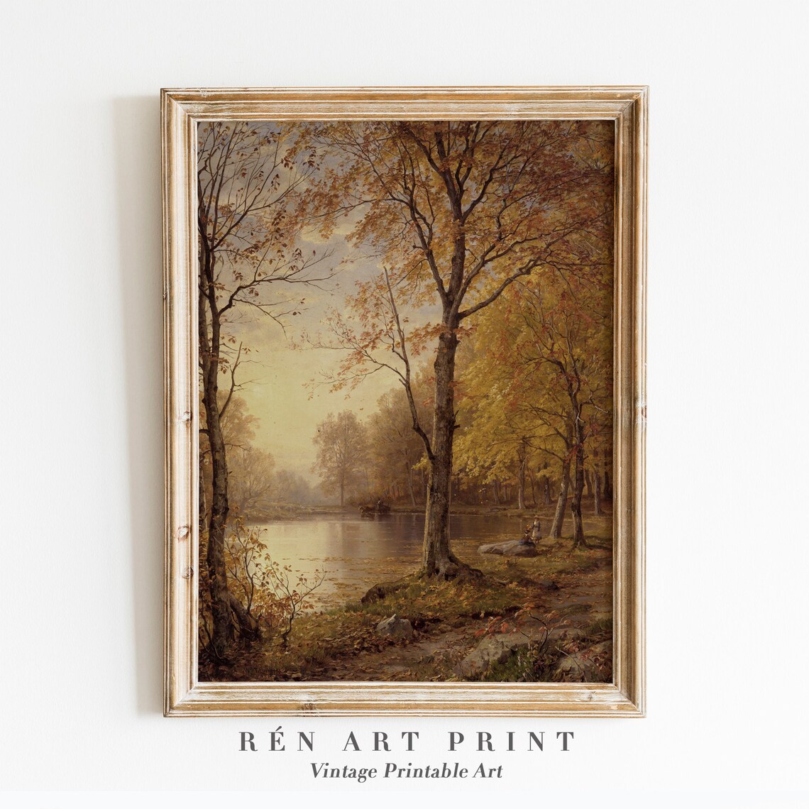 Vintage Autumn Landscape Art Print, Farmhouse Fall Decor