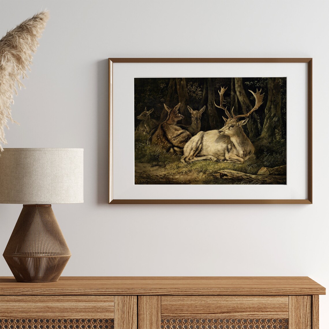 Vintage Deer Painting, Rustic Farmhouse Wall Art - Image 2