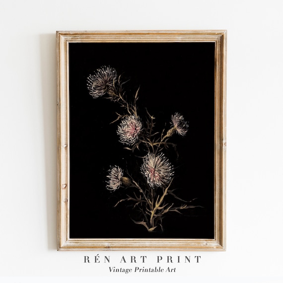 Dark Floral Print, Moody Botanical Art Print