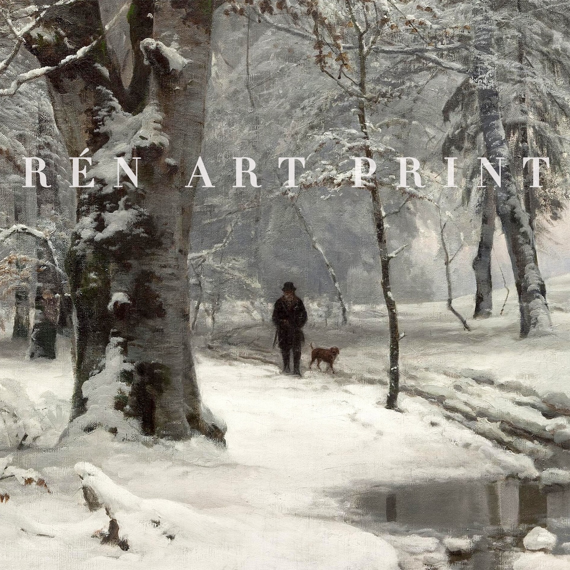 Vintage Winter Landscape Art Print, Rustic Neutral - Image 3