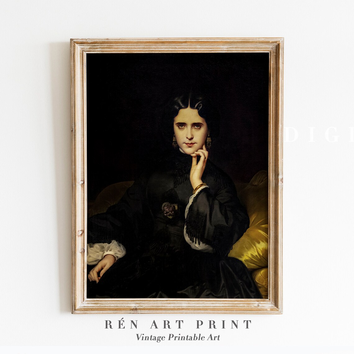 Victorian Woman Portrait Art Print, Dark Vintage