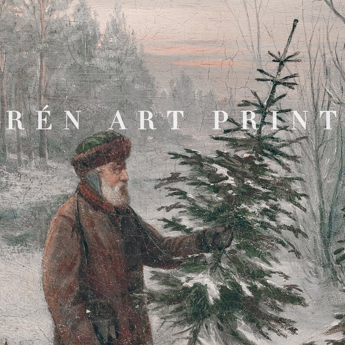 Vintage Christmas Winter Landscape Art Print - Image 3