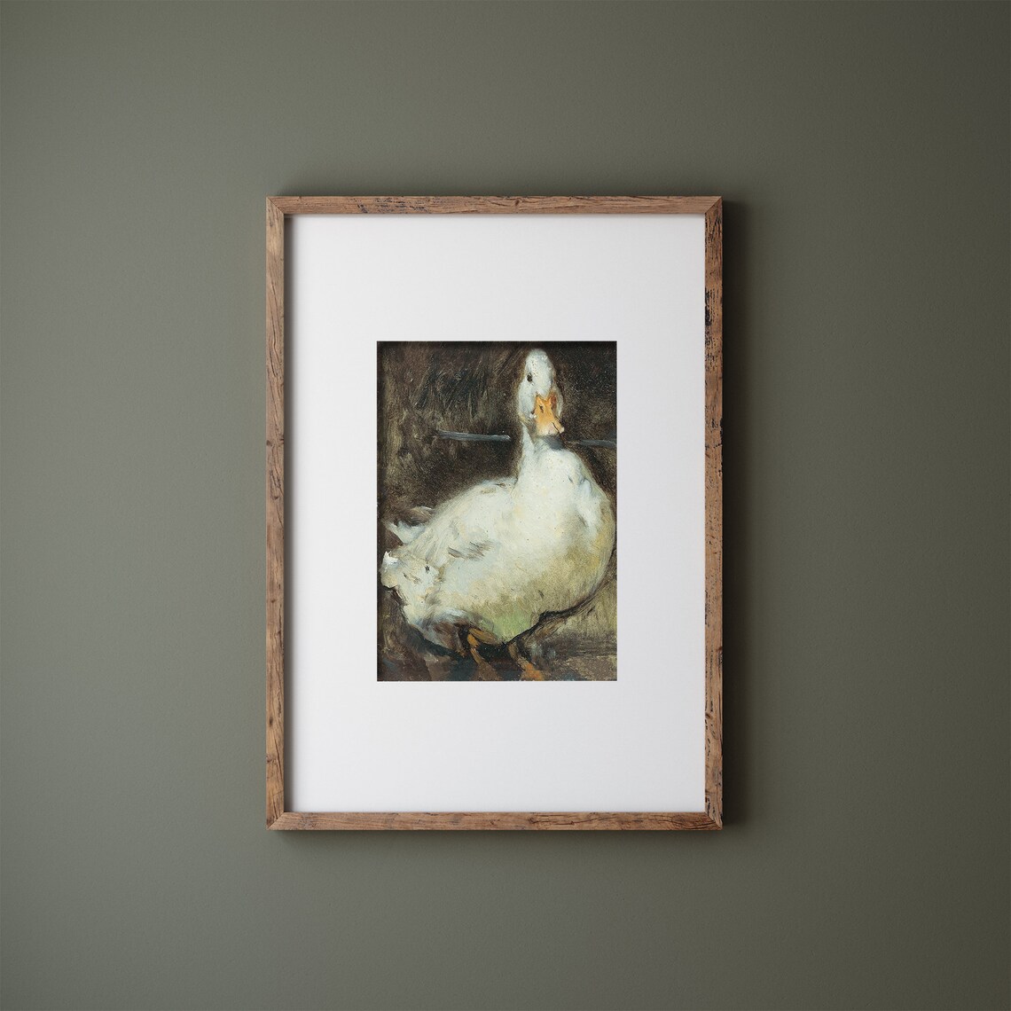 White Duck Vintage Impressionist Animal Portrait Oil Painting Print - Image 3