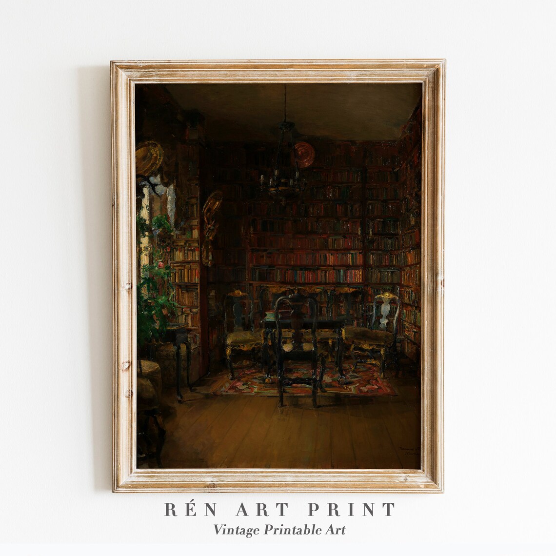 Vintage Library Print, Dark Academia Wall Art
