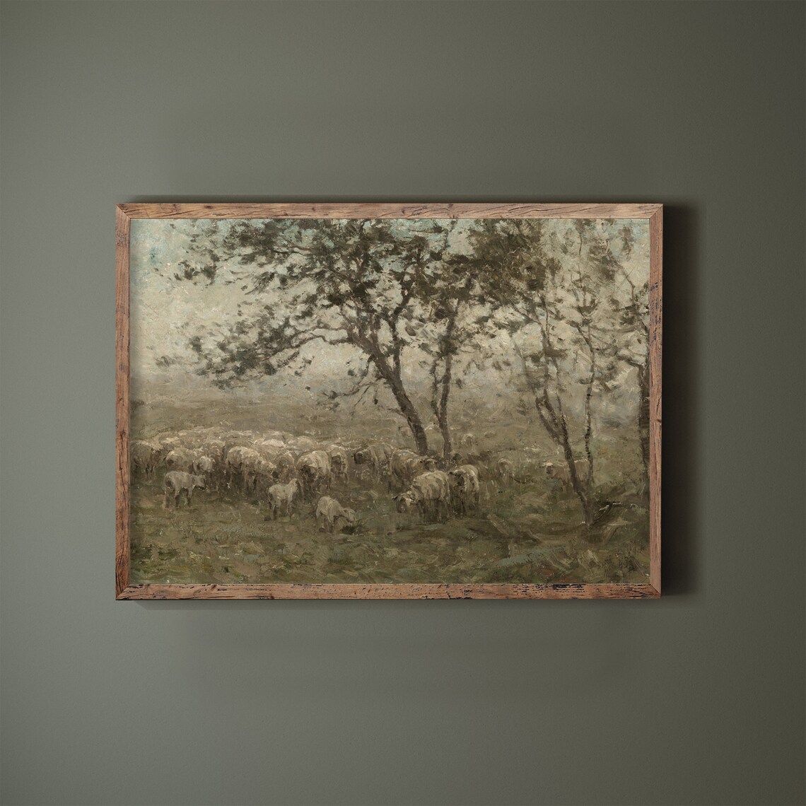 Sheep Painting Vintage Cottage Landscape Art Print - Image 3