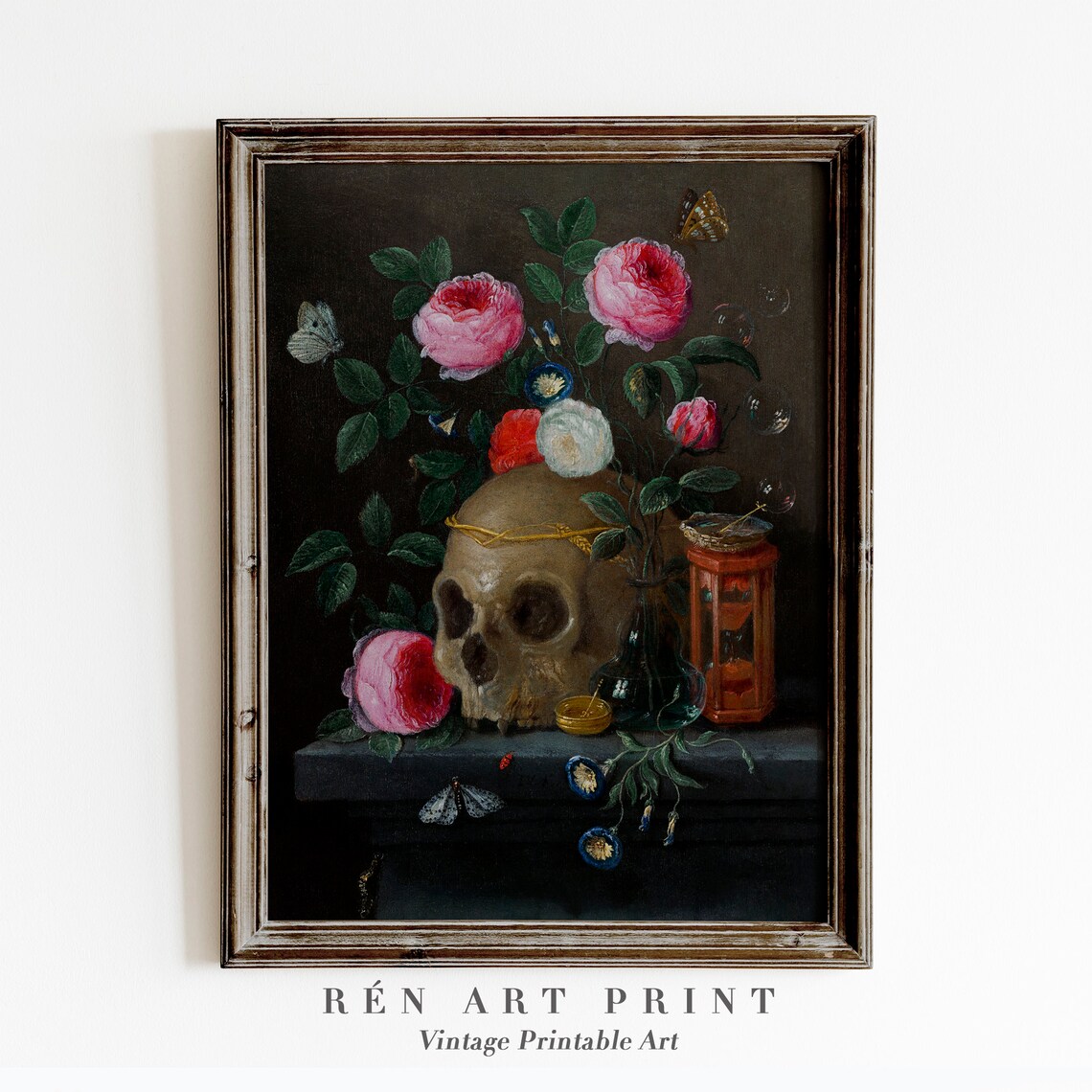 Antique Skull Art Print, Vintage Gothic Still Life