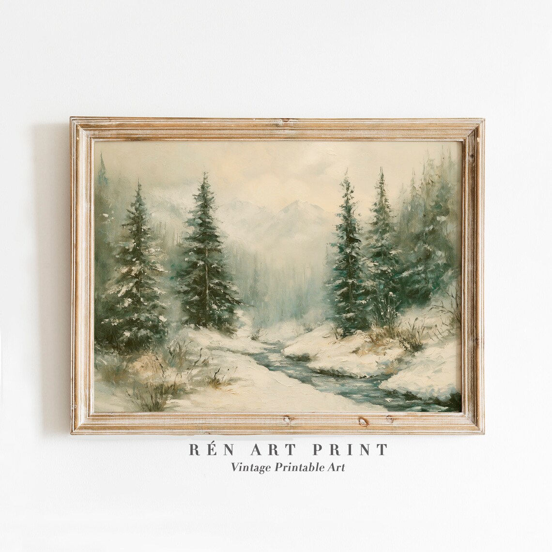 Winter Forest Painting Christmas Art Print