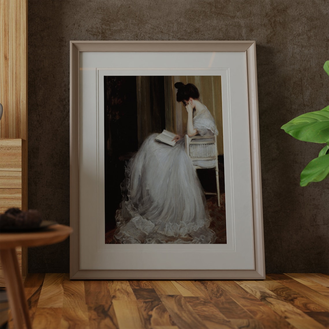 Woman Reading Vintage Portrait Oil Painting Art Print - Image 3
