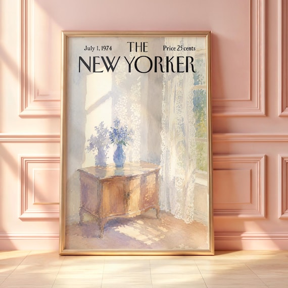 July 1 1974 The New Yorker Sunlit Window Lavender Cover Art Poster