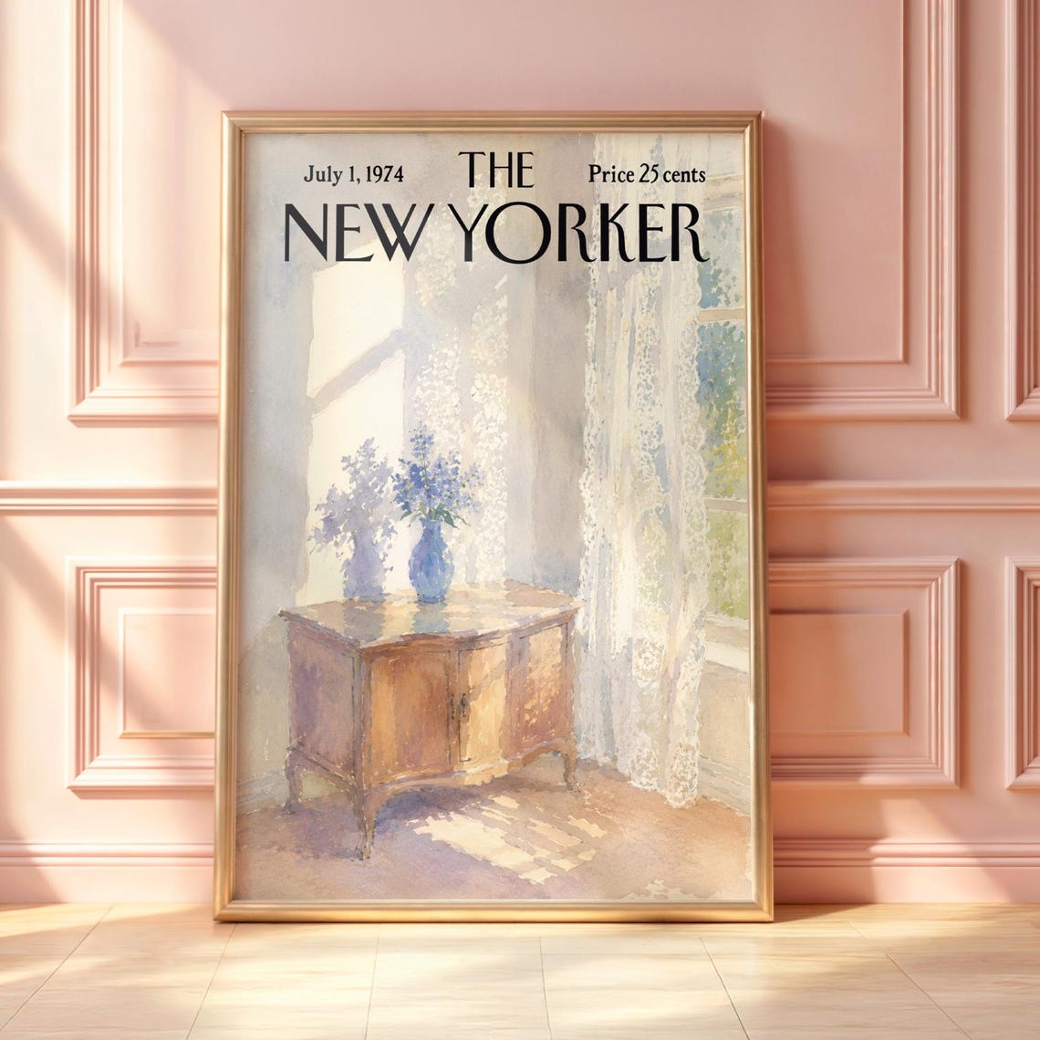 July 1 1974 The New Yorker Sunlit Window Lavender Cover Art Poster