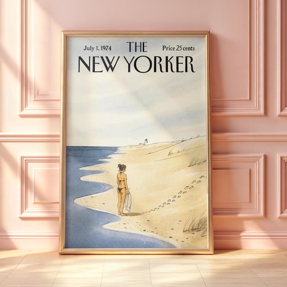 July 1 1974 The New Yorker Beach Summer Seaside Cover Art Poster