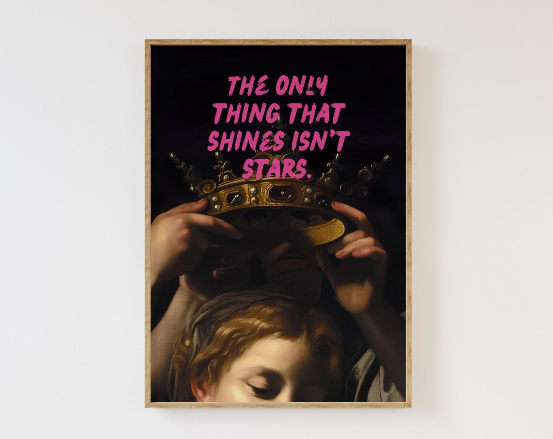 Altered Vintage Portrait Crown Pink Feminist Quote Girl Boss Poster
