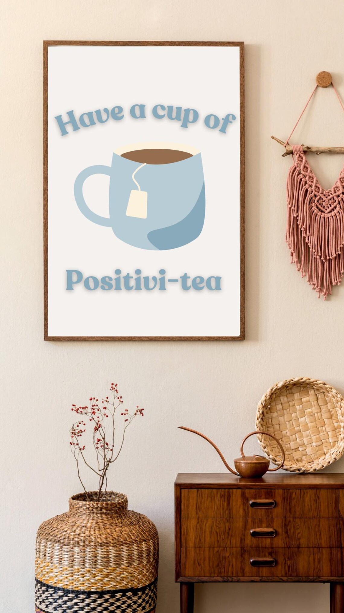 Cup Of Positivi Tea, Minimalist Quote Poster - Image 3