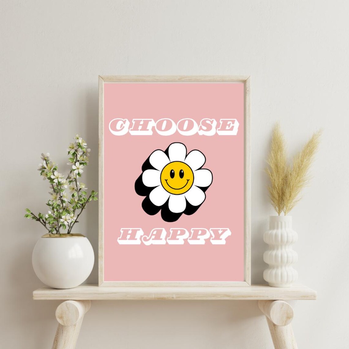 Choose Happy Daisy Inspirational Quote Poster - Image 2