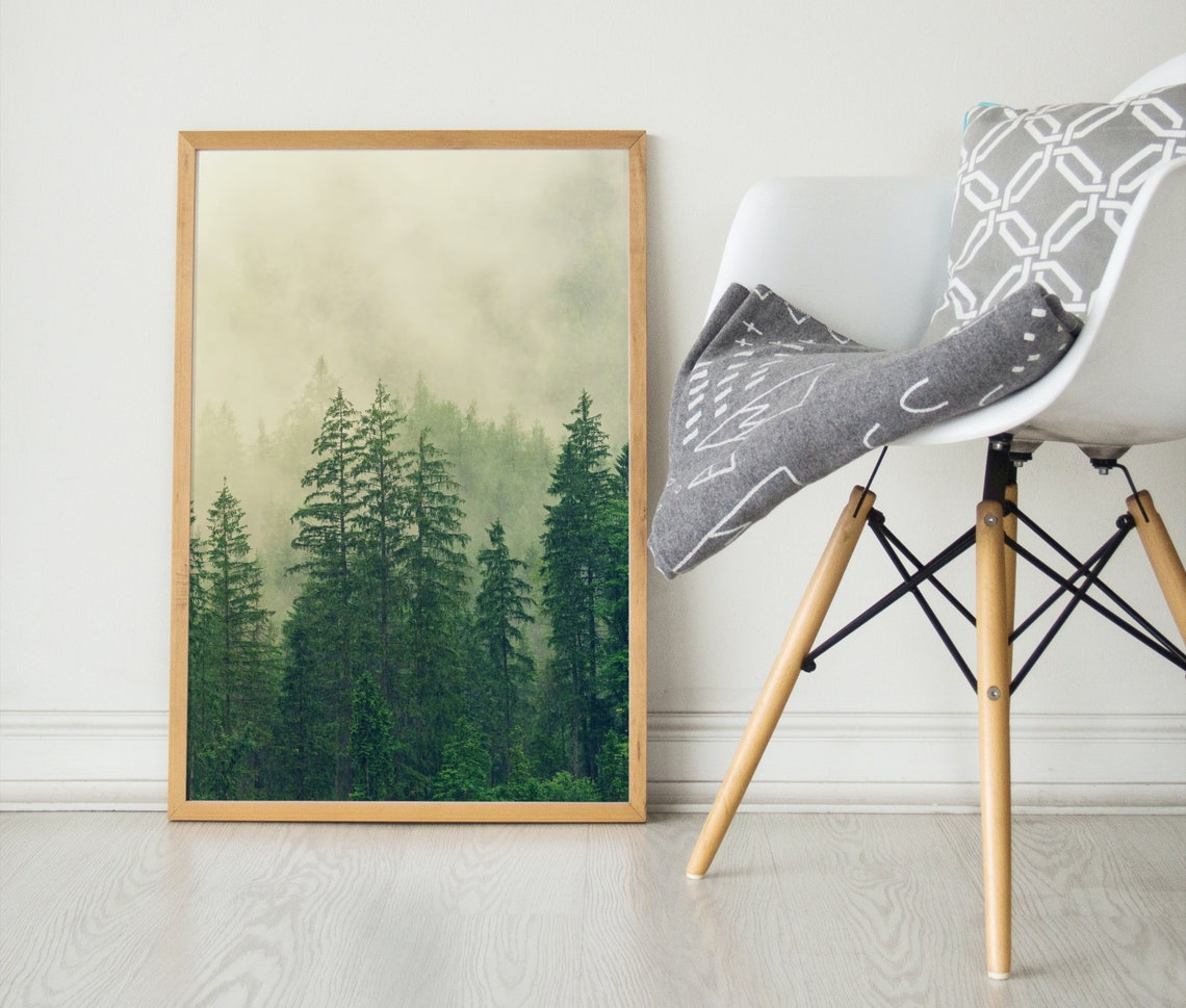 Trees Misty Trees Nature Home Decor Wall Art Trees Landscape Misty Scene - Image 2