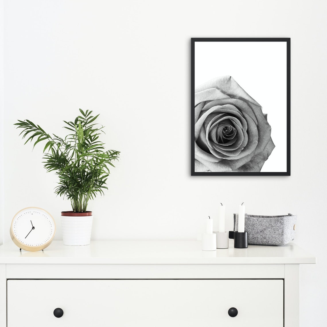 Black And White Rose Poster Macro Bloom Close Up Wall Detail - Image 3