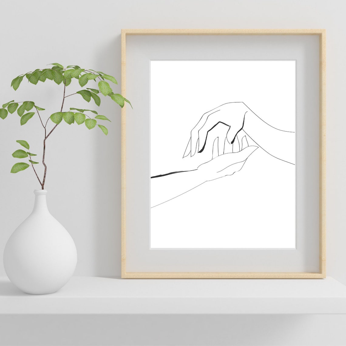 Interlaced Hands Line Art Poster Minimalist Black And White Design - Image 4