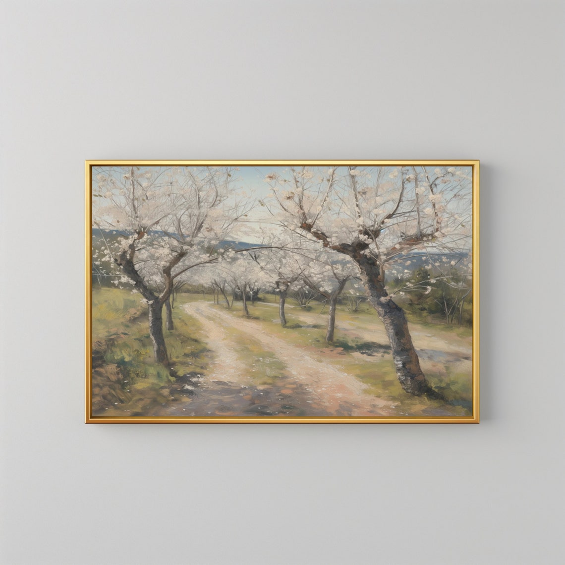 Cherry Blossom Trees Country Path Vintage Spring Painting Wall Poster - Image 2