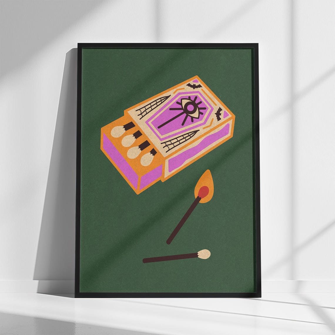 Halloween Matchbox Spooky Eye Illustration Vintage Match Poster