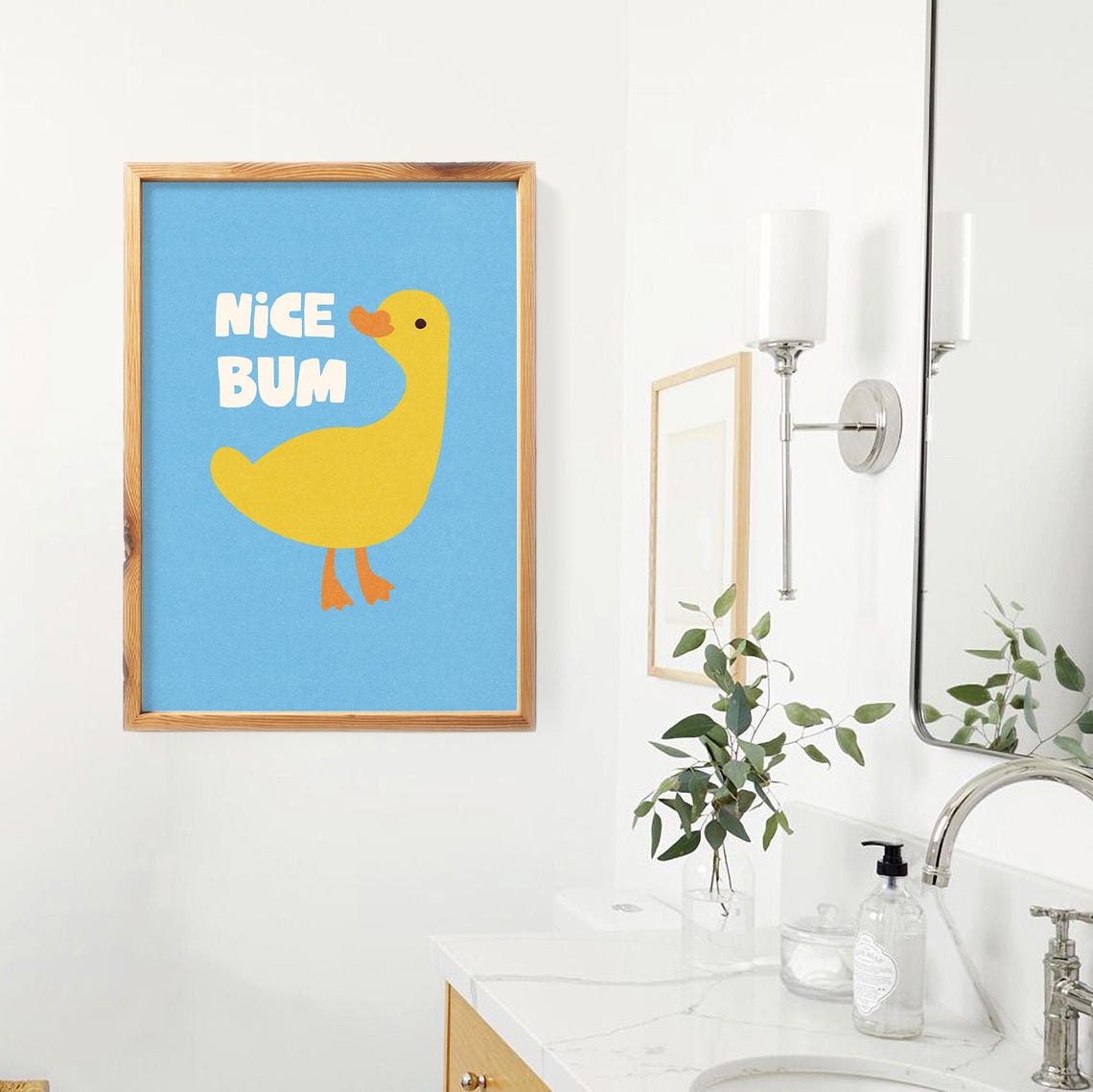 Nice Bum Yellow Duck Funny Bathroom Humor Cheeky Quote Poster - Image 4