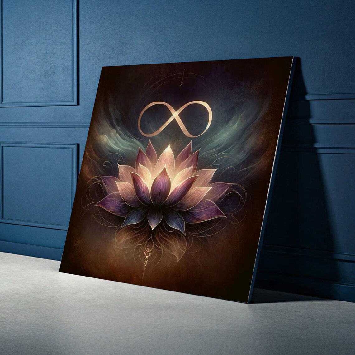 Purple Lotus Infinity Symbol Spiritual Cosmic Meditation Art Poster