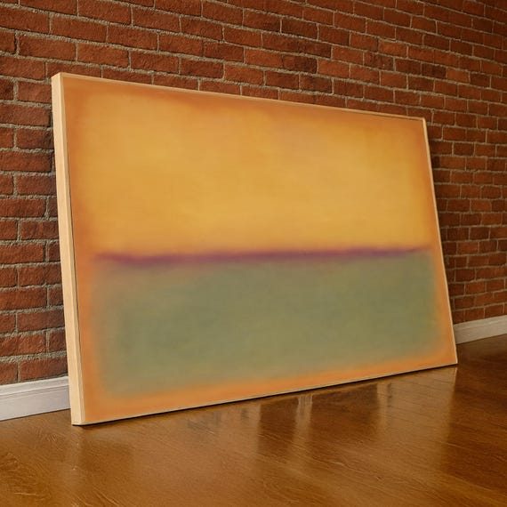 Abstract Color Field Canvas Mark Rothko Wall Art Modern Minimalist Home Decor Orange And Green Painting Ready To Hang Artwork