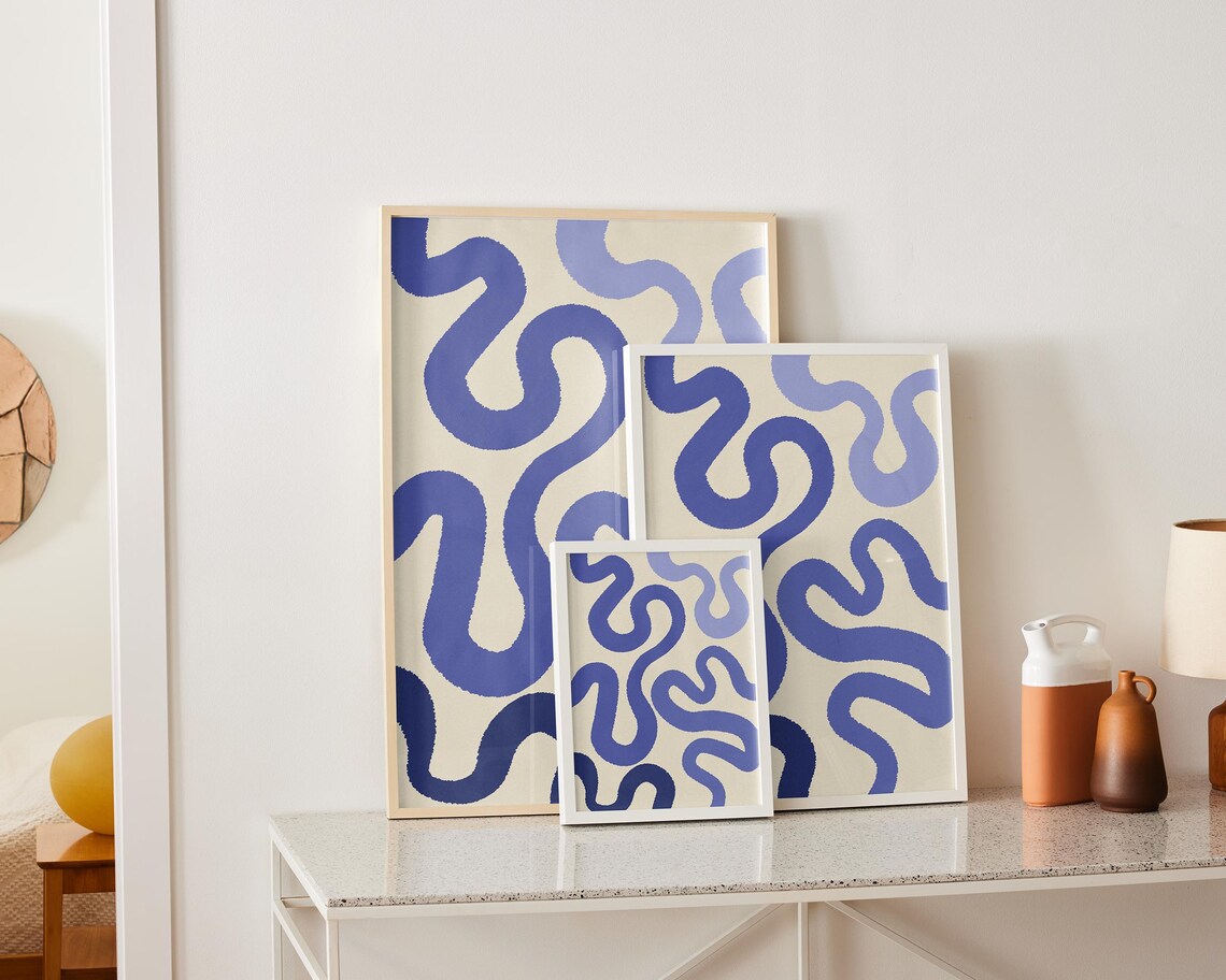 Blue Abstract Wall Art, Matisse Inspired Boho - Image 5