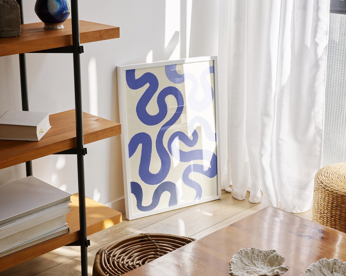 Blue Abstract Wall Art, Matisse Inspired Boho - Image 7