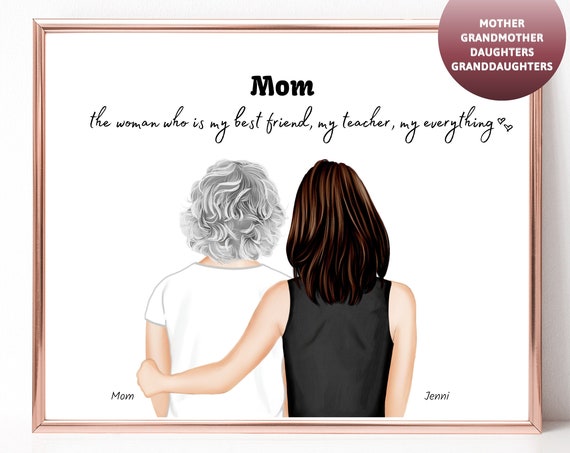 Mom Best Friend Teacher Everything Daughter Portrait Poster Gift for Her