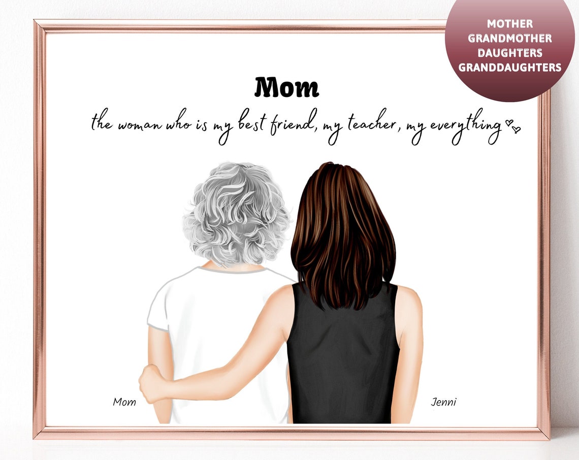 Mom Best Friend Teacher Everything Daughter Portrait Poster Gift for Her