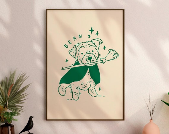 Custom Halloween Dog Portrait Badly Drawn Pet Art Gift Spooky Wall Loss Memorial Gifts Lover