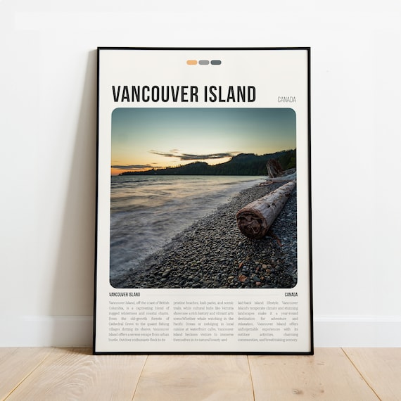 Vancouver Island Canada Driftwood Beach Sunset Travel Poster