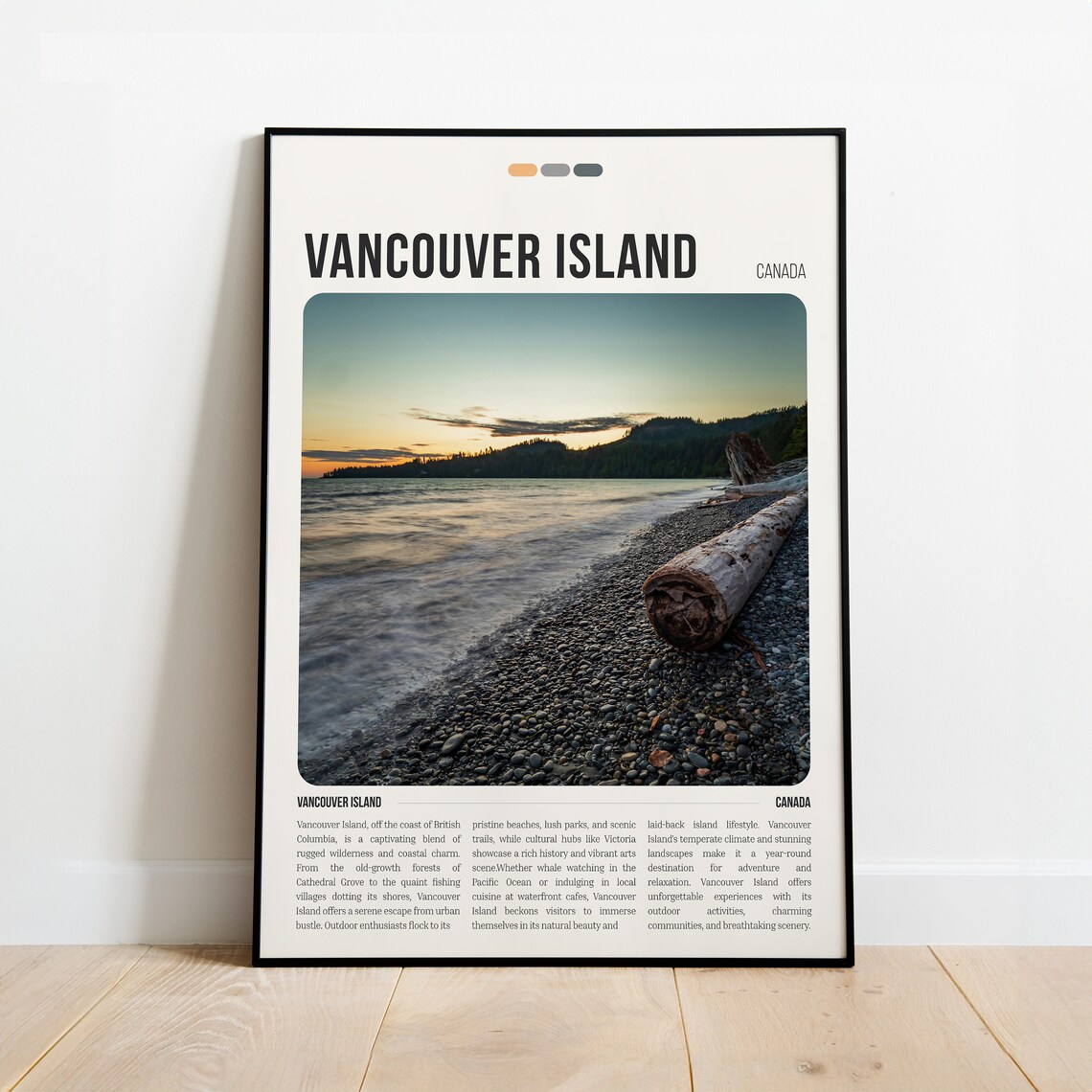 Vancouver Island Canada Driftwood Beach Sunset Travel Poster