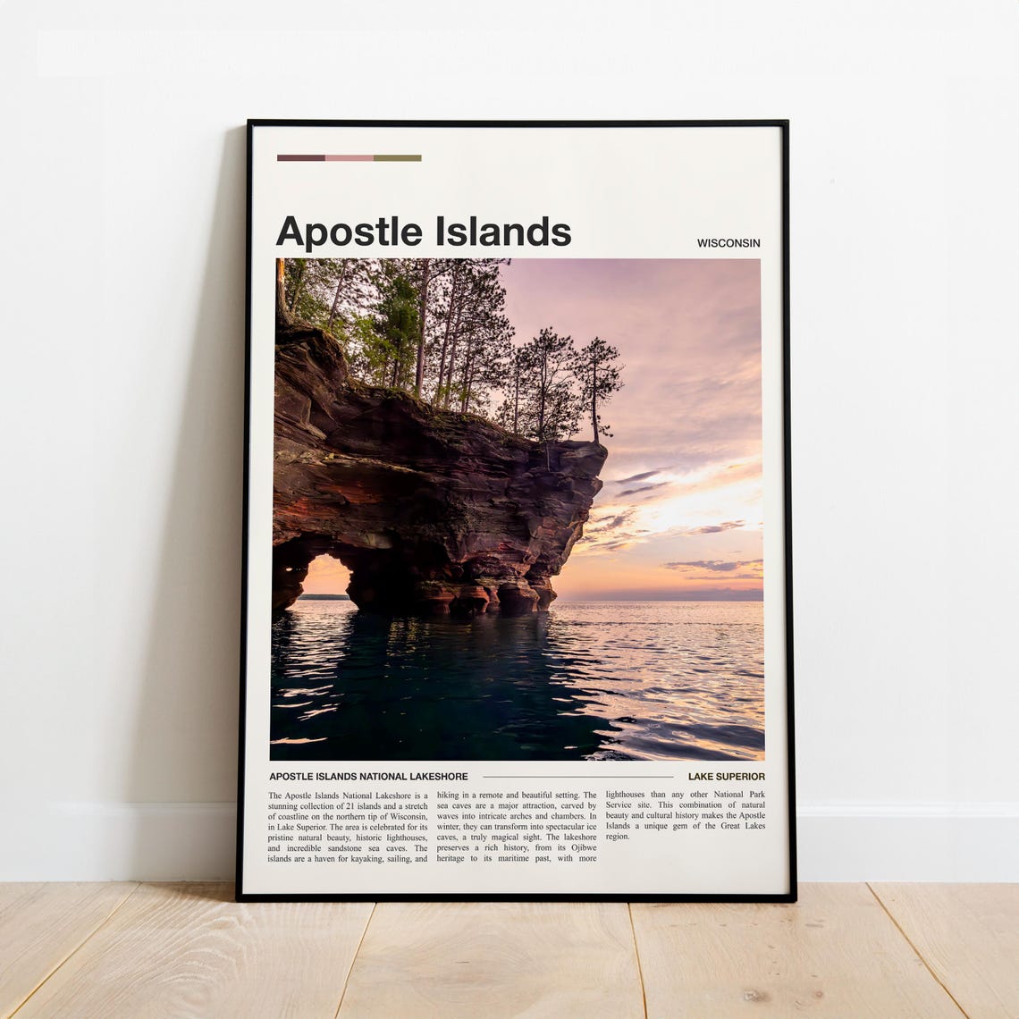Apostle Islands Wisconsin National Lakeshore Sea Arch Sunset Poster
