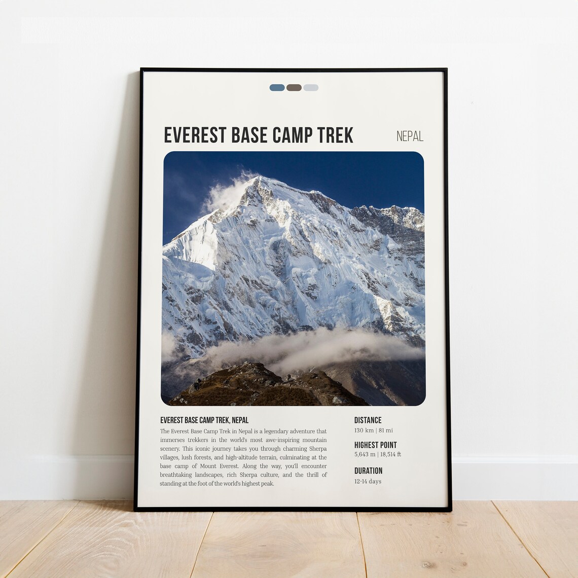 Everest Base Camp Trek Hiking Travel Poster