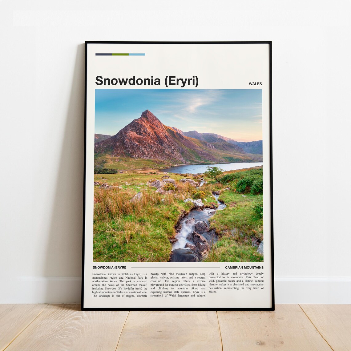 Snowdonia Eryri Wales Cambrian Mountains Stream Valley Travel Poster