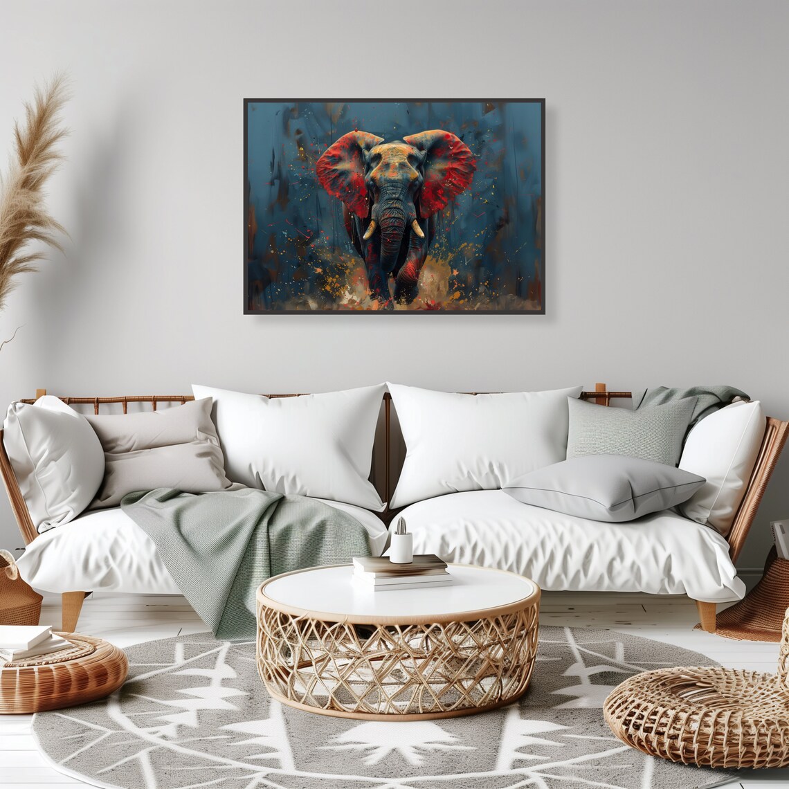 African Elephant Charging Paint Splatter Bold Dramatic Safari Art Poster - Image 2
