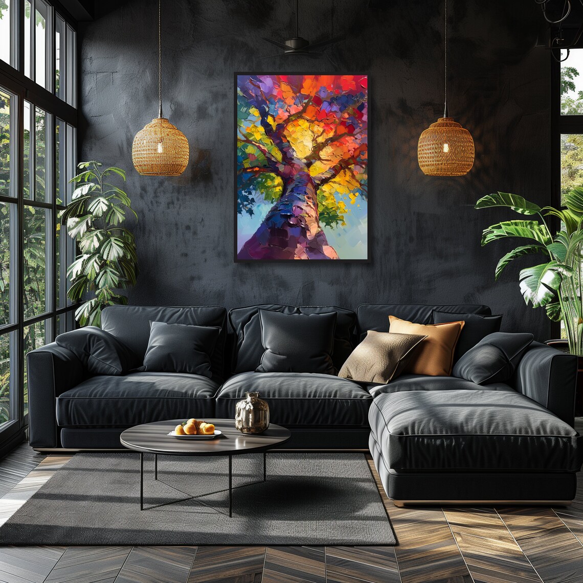 Vibrant Rainbow Tree Wall Art Abstract Nature Poster Colorful Home Decor Unique Gift For Nature Lovers - Image 3