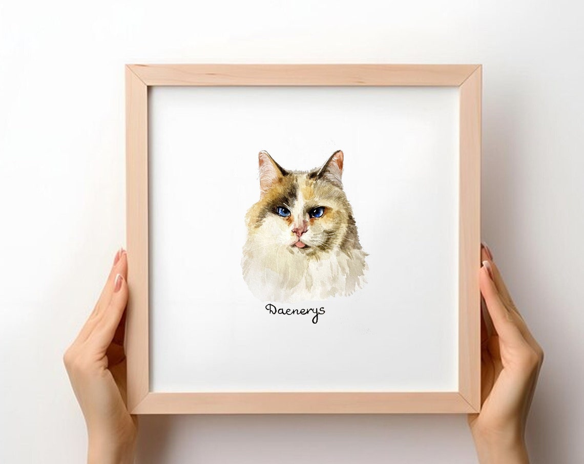 Peekaboo Pet Portrait, Custom Watercolor Art Print - Image 2