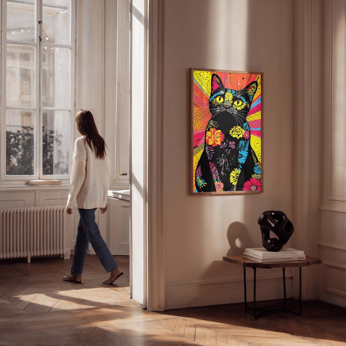 Floral Cat Pop Art, Pet Lovers - Image 3