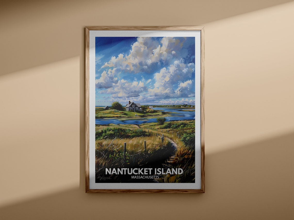 Nantucket Island Massachusetts Salt Marsh Cottage Scene Poster - Image 3