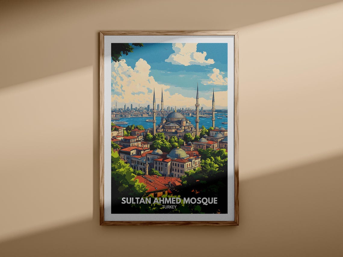 Sultan Ahmed Mosque Turkey Istanbul Blue Mosque Minarets Travel Poster - Image 3