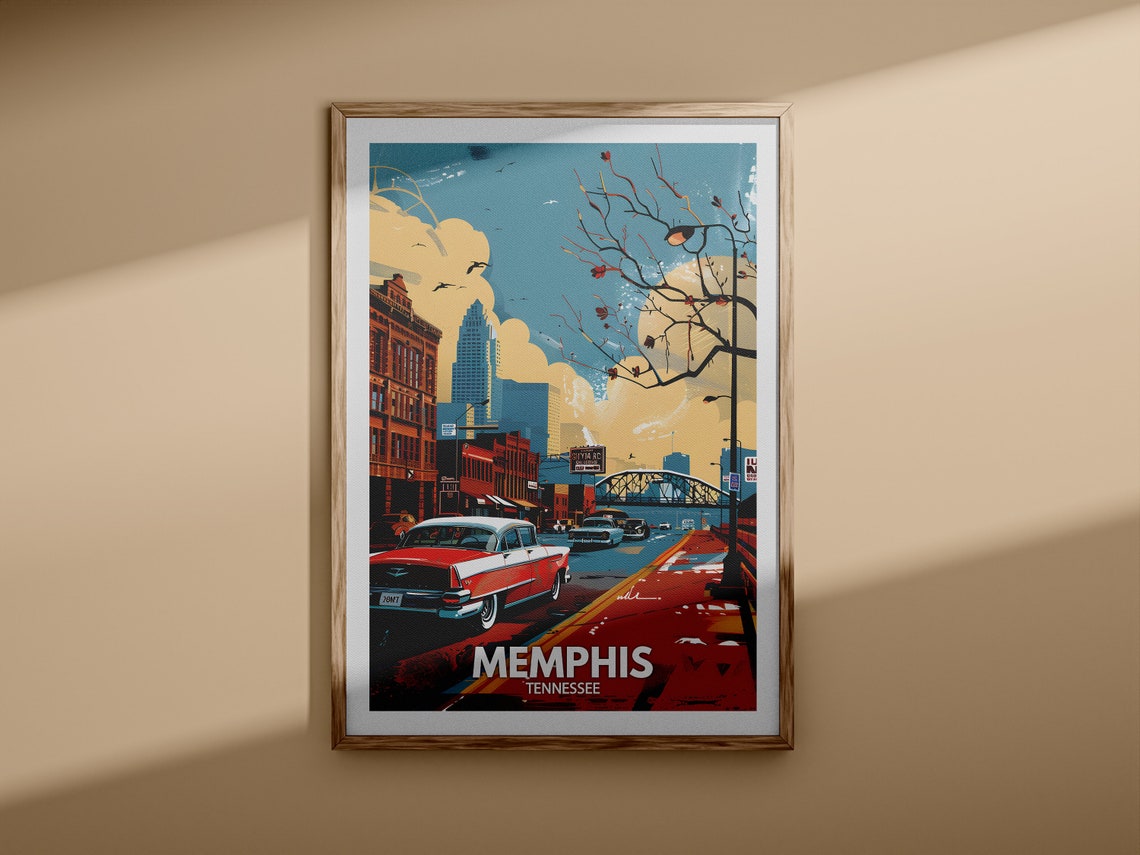 Memphis Print Memphis Travel Poster Tennessee Wall Art Print United States Travel Home Decor Usa City Poster - Image 3